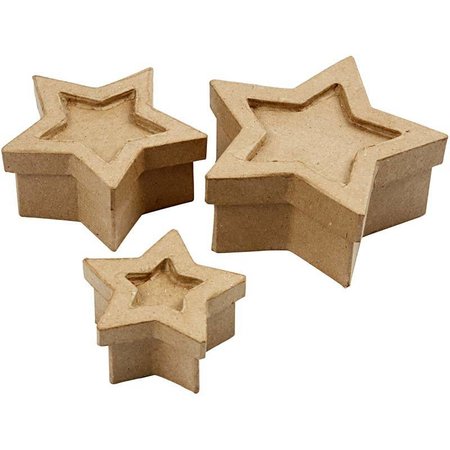 Objekten zum Dekorieren / objects for decorating 3 boxes in star shape, size 15x15x6 cm largest
