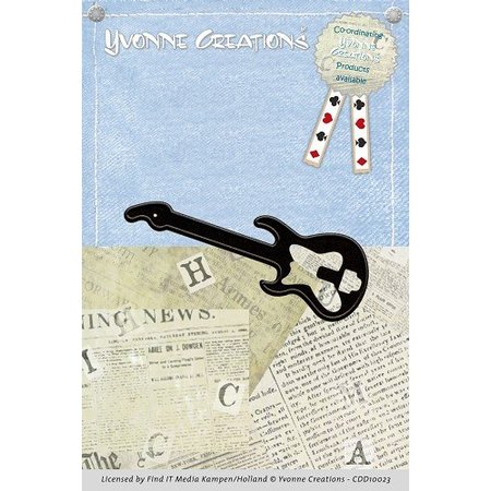 Yvonne Creations Stempling og preging sjablong, Guitar