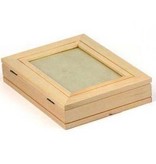 Objekten zum Dekorieren / objects for decorating caja de madera con marcos de cuadros + 1 hoja de marco de fotos con efecto metálico de oro!