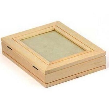 Objekten zum Dekorieren / objects for decorating Wooden box flat with picture frame + 1 sheet picture frame with metallic gold effect!