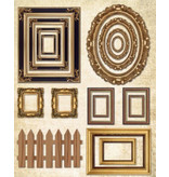 Objekten zum Dekorieren / objects for decorating Flad trækasse med billedrammer + 1 ark fotoramme med metallisk guld effekt!