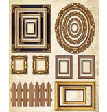 Objekten zum Dekorieren / objects for decorating Piatto scatola di legno con cornici + 1 foglio di photo frame con effetto metallizzato oro!