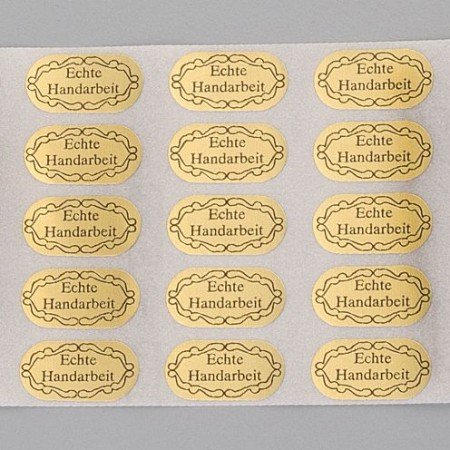 Embellishments / Verzierungen 20 zelfklevende etiketten, Handgemaakt, 20 x 10 mm, goud