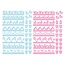 Embellishments / Verzierungen 56 sponplater, baby ornamenter i rosa og blått