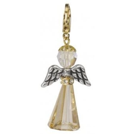 Exlusiv Kit Cartão de cristal Anjo da Guarda, 3,2x2 cm, com mosquetão, sombra dourada