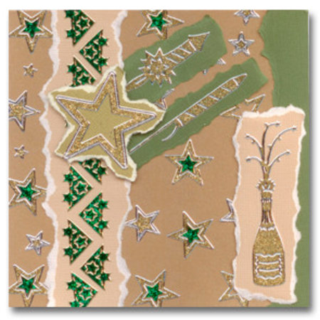 Sticker Glitter Ziersticker, 10 x 23cm, stjerner, forskellige størrelse.