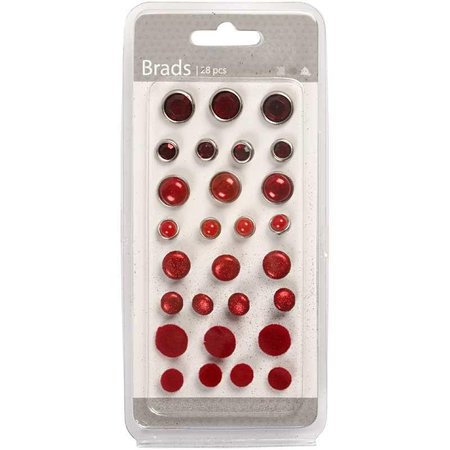 Embellishments / Verzierungen Brads assortimento, D: 8-13 mm, rossi, classificato 28