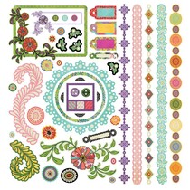 Indie fleur autocollants, 30,5 x 30,5 cm