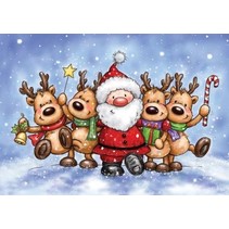 Transparent stamp: reindeer and santa claus