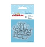 Docrafts / Papermania / Urban Clear stamps, 75 x 75mm, Pippi Wood Christmas - Sledge