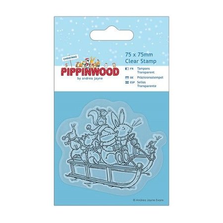 Docrafts / Papermania / Urban Clear stamps, 75 x 75mm, Pippi Wood Christmas - Sledge