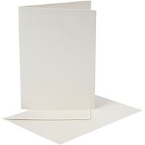 10 parelmoer kaarten en enveloppen, karton grootte 10,5x15 cm, crème