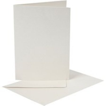 KARTEN und Zubehör / Cards 10 parelmoer kaarten en enveloppen, karton grootte 10,5x15 cm, crème