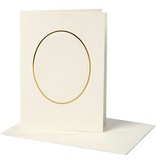 KARTEN und Zubehör / Cards 10 Passepartout card, card size 10,5x15 cm, off-white, bateau neckline with gold edge