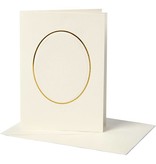 KARTEN und Zubehör / Cards 10 Passepartout kort, kort str 10,5x15 cm, off-white, bateau halsudskæring med guldkant
