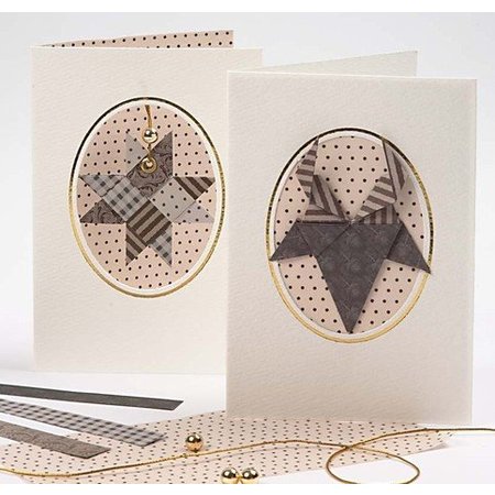 KARTEN und Zubehör / Cards 10 cartão de Passepartout, tamanho do cartão 10,5x15 cm, off-white, decote bateau com borda de ouro