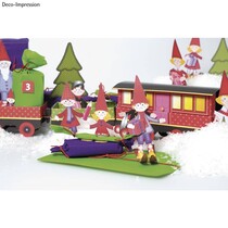 Trein van Kerstmis Craft Kit, 1 locomotief, een rijtuig 6, deco en gnome familie