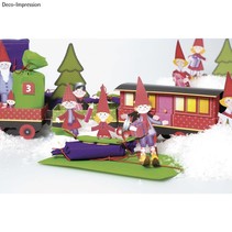 Christmas Train Craft Kit, 1 locomotive, carriage 6, deco and gnome family