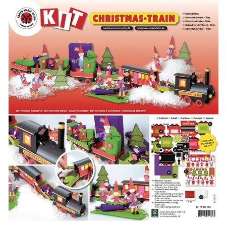 Kinder Bastelsets / Kids Craft Kits Trein van Kerstmis Craft Kit, 1 locomotief, een rijtuig 6, deco en gnome familie