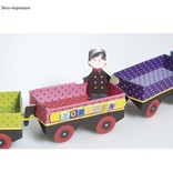 Kinder Bastelsets / Kids Craft Kits Trein Craft Kit, 1 locomotief, een rijtuig 6, deco en gnome familie