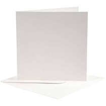 10 kort og konvolutter, kort størrelse 12,5x12,5 cm, off-white