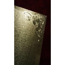 2 dobbelt kort i metal gravering, farve metalform med klokke motiv