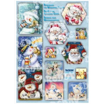 Bastelpackung carte cascata, pupazzi di neve, Babbi Natale