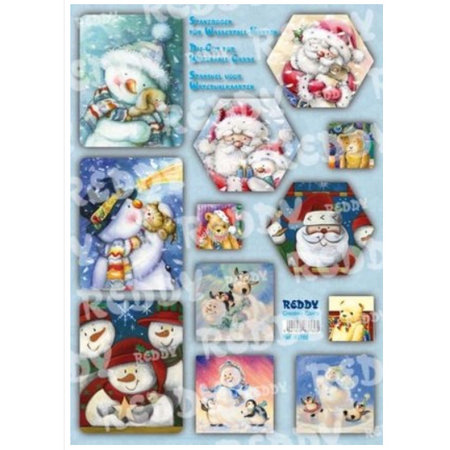 BASTELSETS / CRAFT KITS: Bastelpackung carte cascata, pupazzi di neve, Babbi Natale