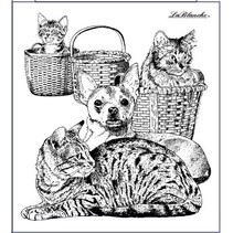 Stamp katt og hund, ca 9 x 10 cm