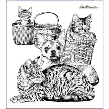 STEMPEL / STAMP: GUMMI / RUBBER gato y perro, sello alrededor de 9 x 10 cm