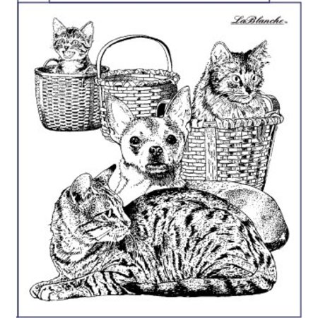 STEMPEL / STAMP: GUMMI / RUBBER Stamp di cani e gatti, circa 9 x 10 cm