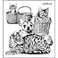 STEMPEL / STAMP: GUMMI / RUBBER gato y perro, sello alrededor de 9 x 10 cm