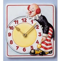 Mold, horloge clown, 15,5 x 17cm, avec des roulettes et des pointeurs
