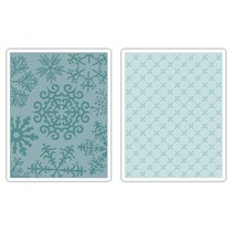 2 Embossing Folder 11,43x14,61 cm, copo de nieve y estrellas