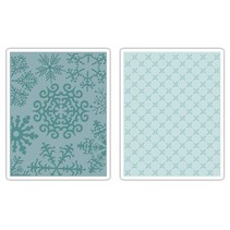 2 Embossing Folder 11,43x14,61 cm, fiocco di neve e stelle