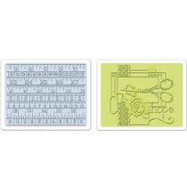2 Embossing Folder 11,43x14,61 cm, Søm og målebånd Set