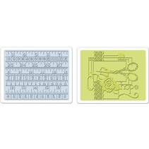 2 Embossing Folder 11,43x14,61 cm, Sewing und Measuring Tape Set