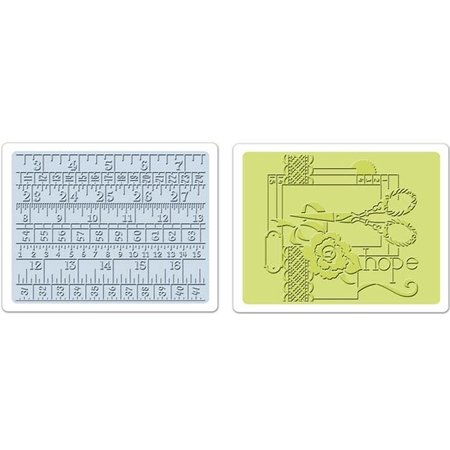 Sizzix 2 Embossing Folder 11,43x14,61 cm, Sewing and Measuring Tape Set