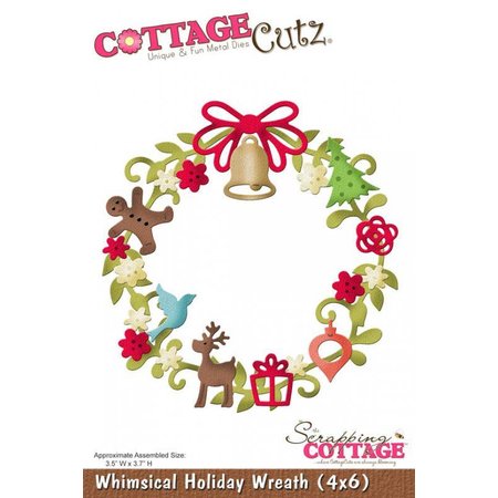Cottage Cutz Stempling og Prægeskabelon, jul Wreath Motiv Størrelse: 8,9 x 9,4 cm