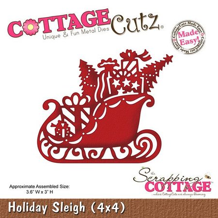Cottage Cutz Stampaggio e goffratura Stencil, Natale slitta Motif Dimensioni: 9,1 x 7,6 centimetri