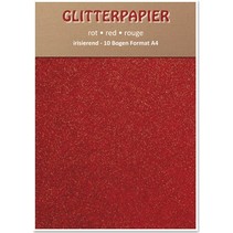 Glitter carta iridescente, formato A4, 150 g / m², colore rosso