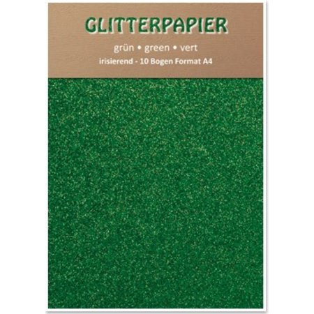 DESIGNER BLÖCKE  / DESIGNER PAPER Glitter iridescent paper, format A4, 150 g / sqm, green