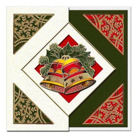 KARTEN und Zubehör / Cards Un ensemble de 5 cartes et enveloppes de Noël en vert, rouge ou crème