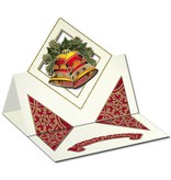 KARTEN und Zubehör / Cards Een set van 5 kaarten en enveloppen in kerst groen, rood of crème