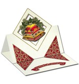 KARTEN und Zubehör / Cards Un set di 5 carte e buste in verde Natale, rosso o crema