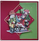 KARTEN und Zubehör / Cards Un conjunto de 5 cartas y sobres en Navidad verde, rojo o crema