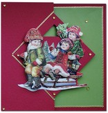 KARTEN und Zubehör / Cards Un ensemble de 5 cartes et enveloppes de Noël en vert, rouge ou crème