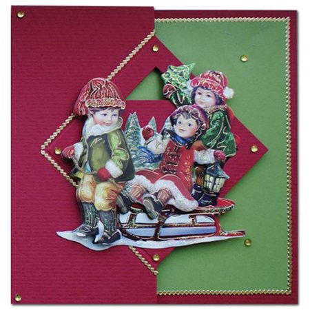 KARTEN und Zubehör / Cards Un conjunto de 5 cartas y sobres en Navidad verde, rojo o crema