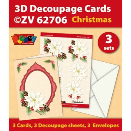 KARTEN und Zubehör / Cards Craft Kit til 3 Decoupage kort + 3 konvolutter - Copy