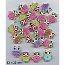 10 dekorative knapper 33 x 35mm, Design: Owl